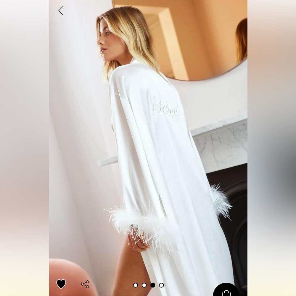 Nasty Gal Hitched Feather Trim Robe
